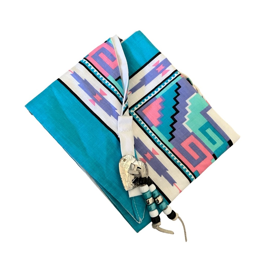 VTG Springs Industries Bandana Aztec Southwestern Print USA Made Jeweled Decor - Picture 2 of 13